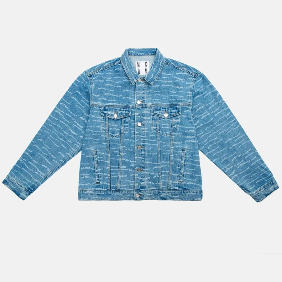 DiZNEW Full Over printed Custom Mens Cotton Twill Denim Wash Jacket details