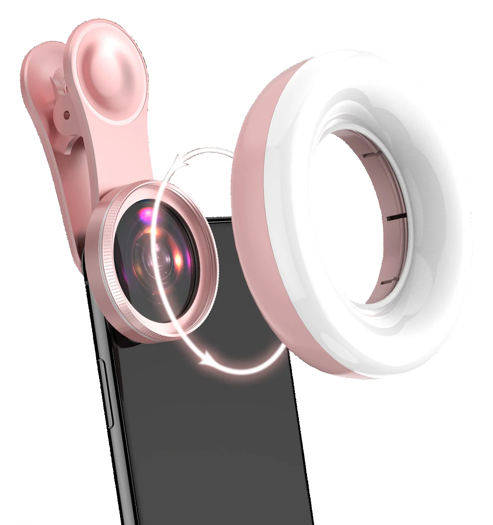 

Optical Camera 15X Mobile Macro Lens with Selfie LED Ring Light for Beauty Eyelash Manicure for TikTok Broadcasting