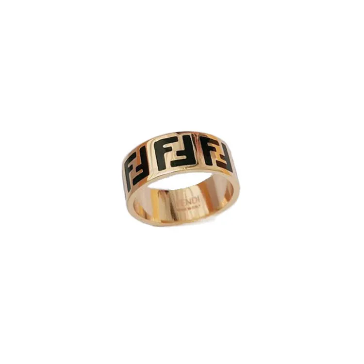

Wholesale Luxury Brand Double Letter F Men Women Band Couple Ring