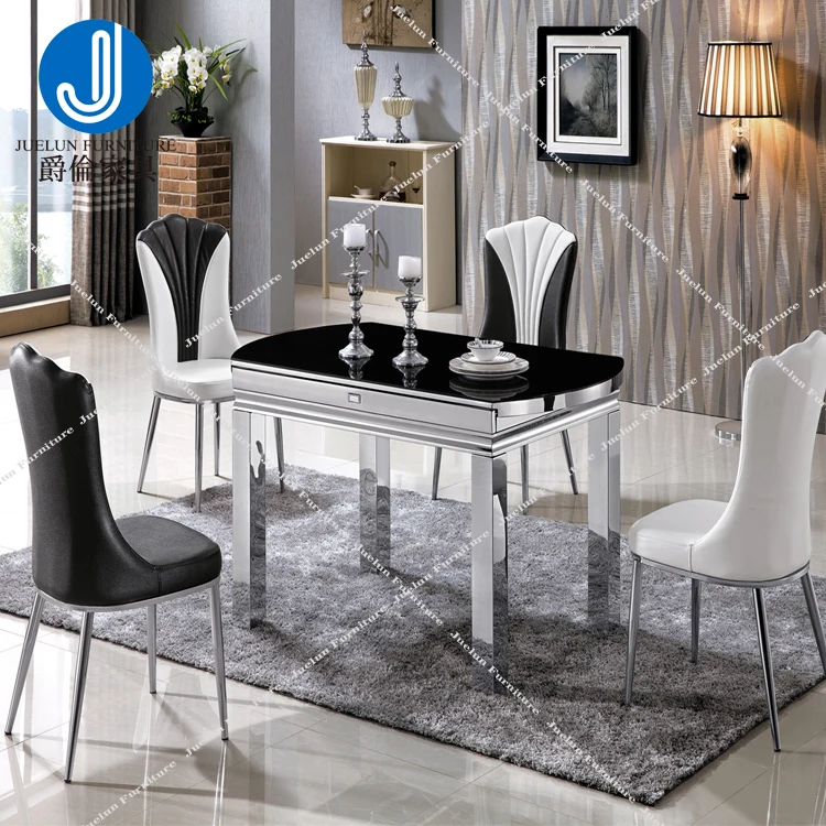 Factory direct natural stainless steel extending table dining flexible table extension table