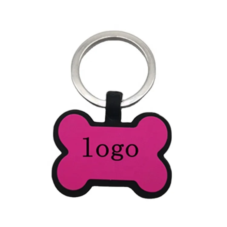 

OKSILICONE Laser Engraved Pet Tag Stainless Steel Key Ring Clip For Put Your Dogs Name Silicone Blank Label Tag, Red/green/orange/rose red/purple/gray/blue/yellow/customized