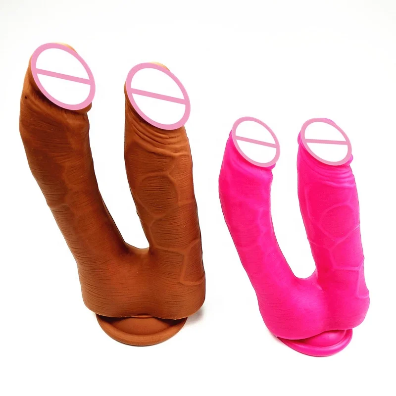 Factory adult toy silicone double penetrator dildo for women masturbation U shaped sex toys women dildo