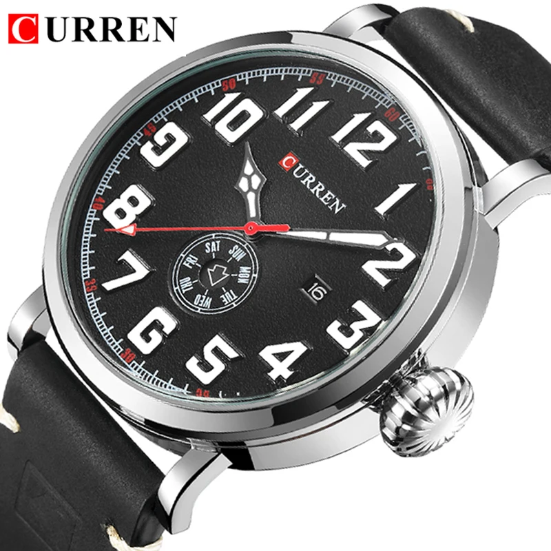 

CURREN 8283 Leather Band Watches Men Top Brand Relogio Masculino Mens Sports Clock Analog Quartz Wrist Sports Watch Reloj Hombre