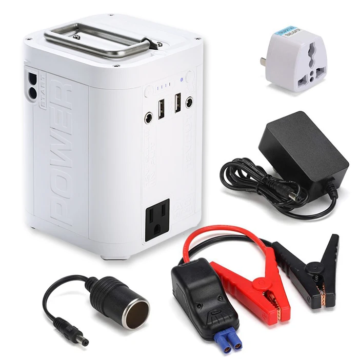 

Multifunctional Portable Solar Power Station 110V/220V Power Bank Jump Starter With Dual USB Ports And Dual LED Flashlights, Black/white