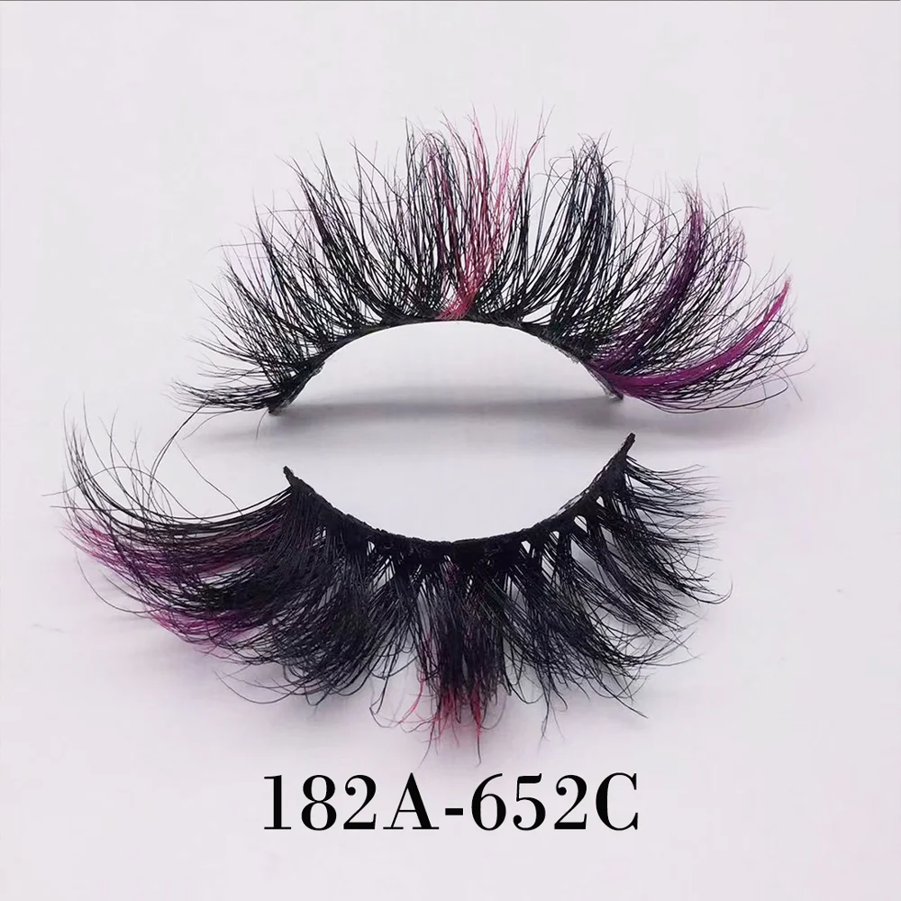 

182A-652C 25mm colored strip lashes 5d eyelash extension glue primer eyelashes package box custom eyelash packaging