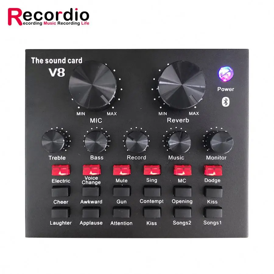 

GAX-V8 Wholesale Recordio Hot Sell Sound Cardr Live Broadcas With CE Certificate, Black