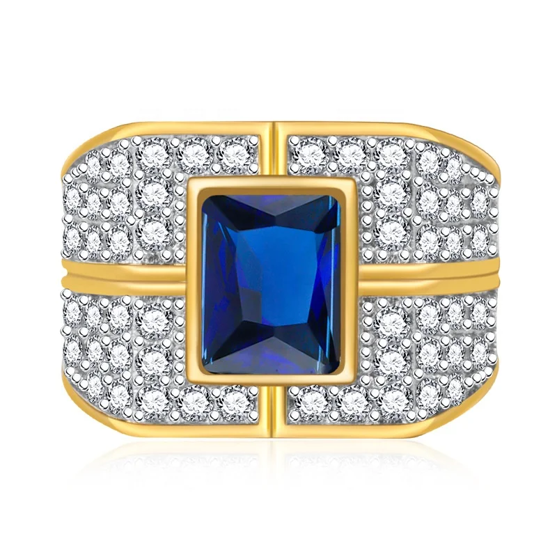 

Popular Style with Blue Zircon Exaggerated Wide Version Diamond Ring