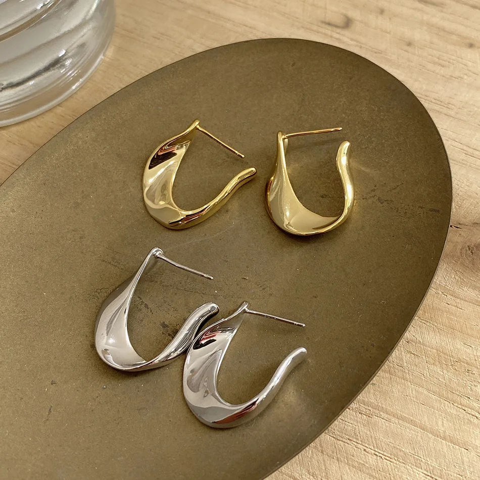 

VIANRLA 925 sterling silver fashion chunky gold plated hoop huggie earrings
