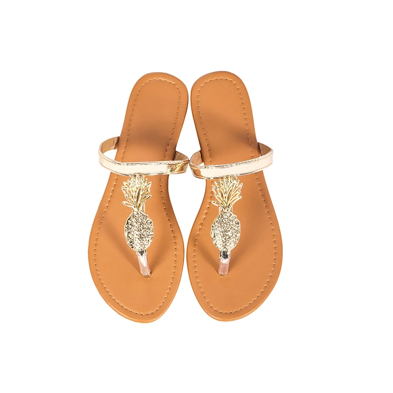 

Girls Sandals Personalized Pu Leather Summer Beach Women Pineapple Sandals, As pic show