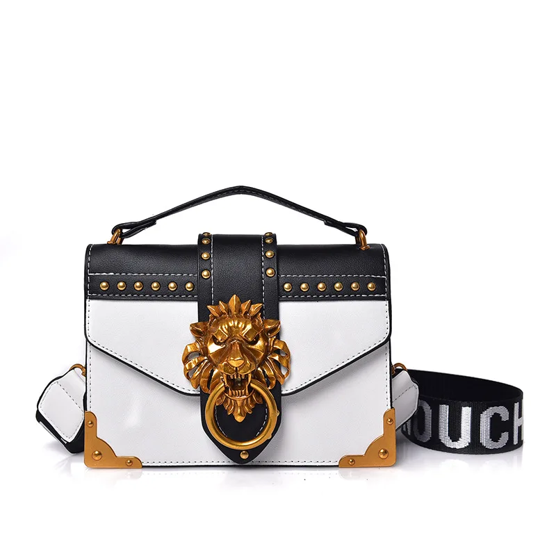 

Casual woman bags luxury handbags fashion ladies hand bags pu leather shoulder messenger lion head purse custom branded bags, Black,white,red,pink
