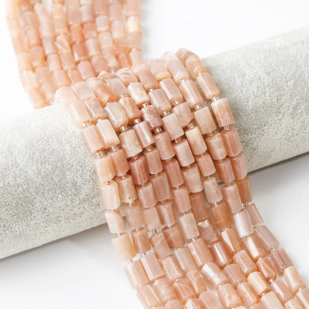 

8 x 12 mm AAA Grade Natural Rough Sunstone Gemstone Smooth Cylinder Tube Spacer Beads For Bracelet Jewelry Making