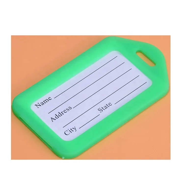 

In stock plastic pp material loop holder with paper insert case shape blank double sided acrylic luggage tag