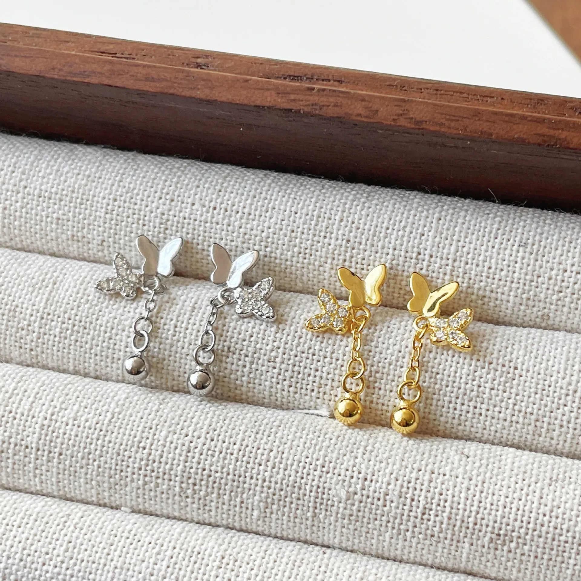 High Quality Sterling Silver Jewelry S925 Bow Tassel Stud Earrings Jewelry Sterling Silver Minimalist Zircon Stud Earrings Women