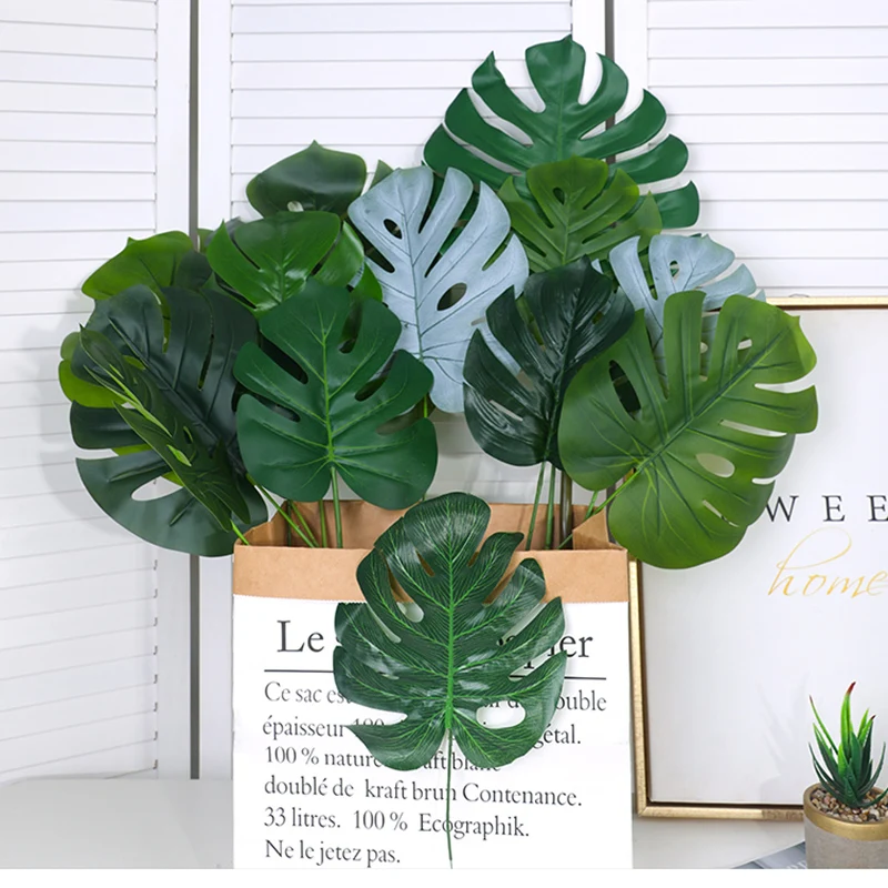 

factory directly sale artificial plants silk green gelatinized monstera leaf, Multiple colors