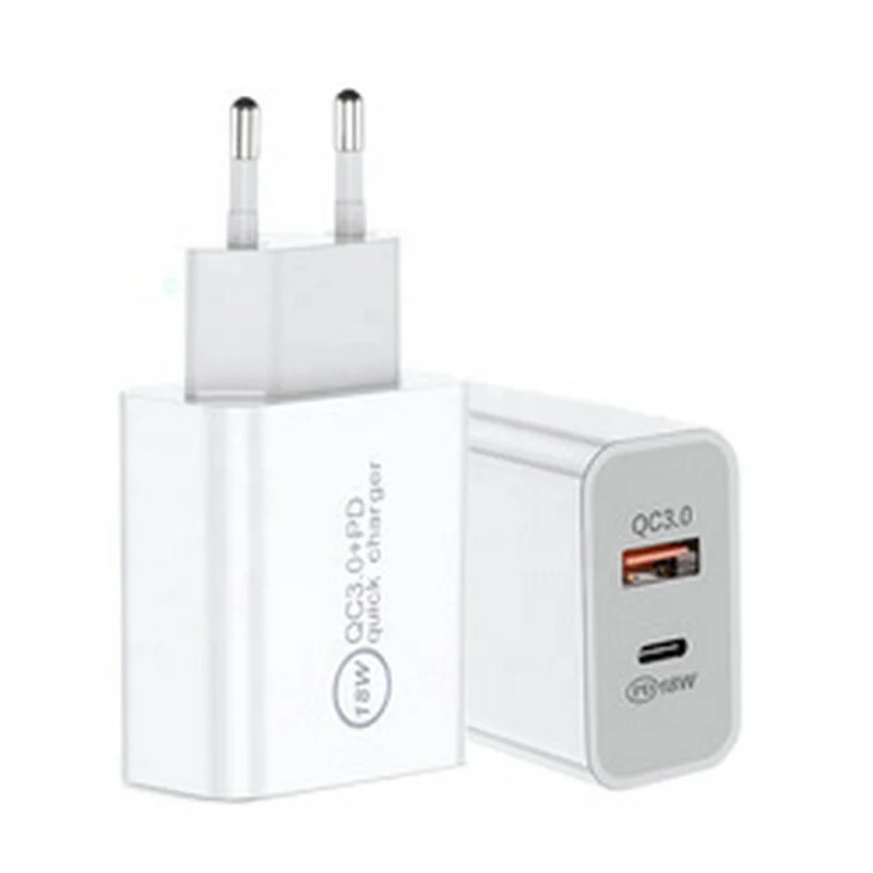 

Qunhui Dual Port Type C PD + QC3.0 18W Quick Charging PD 20W Charger Adapter QC 3.0 Mobile Phone Fast USB Charger For Cell Phone, Black, white