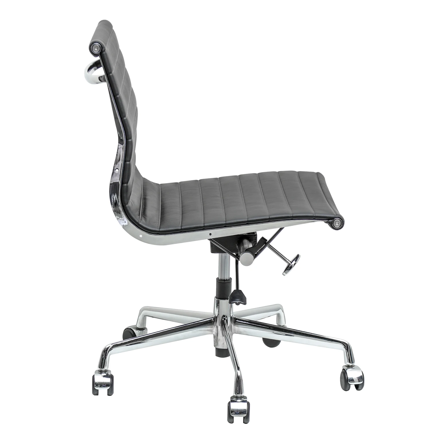 
Chromed Aluminum Armless Conference Room Chairs with Wheels 