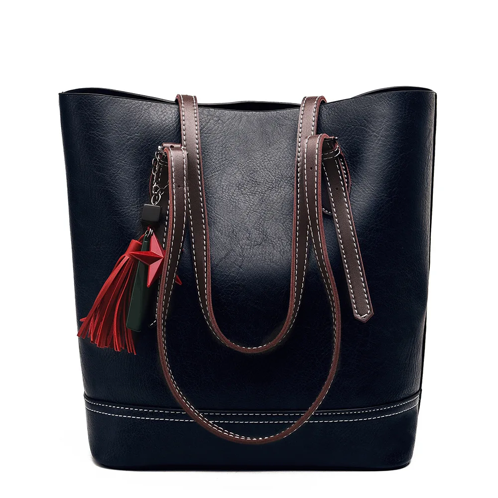 

2020 Ladies Super Hand Purse Sac En Cuir Femme Seau Black Leather Womens Large Tote Bag