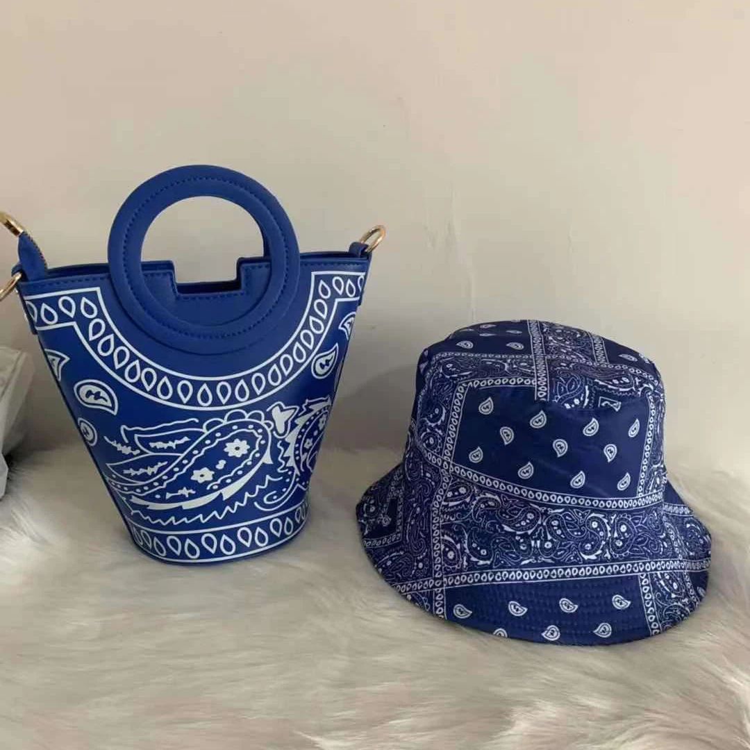 

2022 Classical Latest Fancy Bandana Cashew Flower Matching Crossbody Shoulder Bag Handbag Set Designer Hats And Purses Handbags, Picture color
