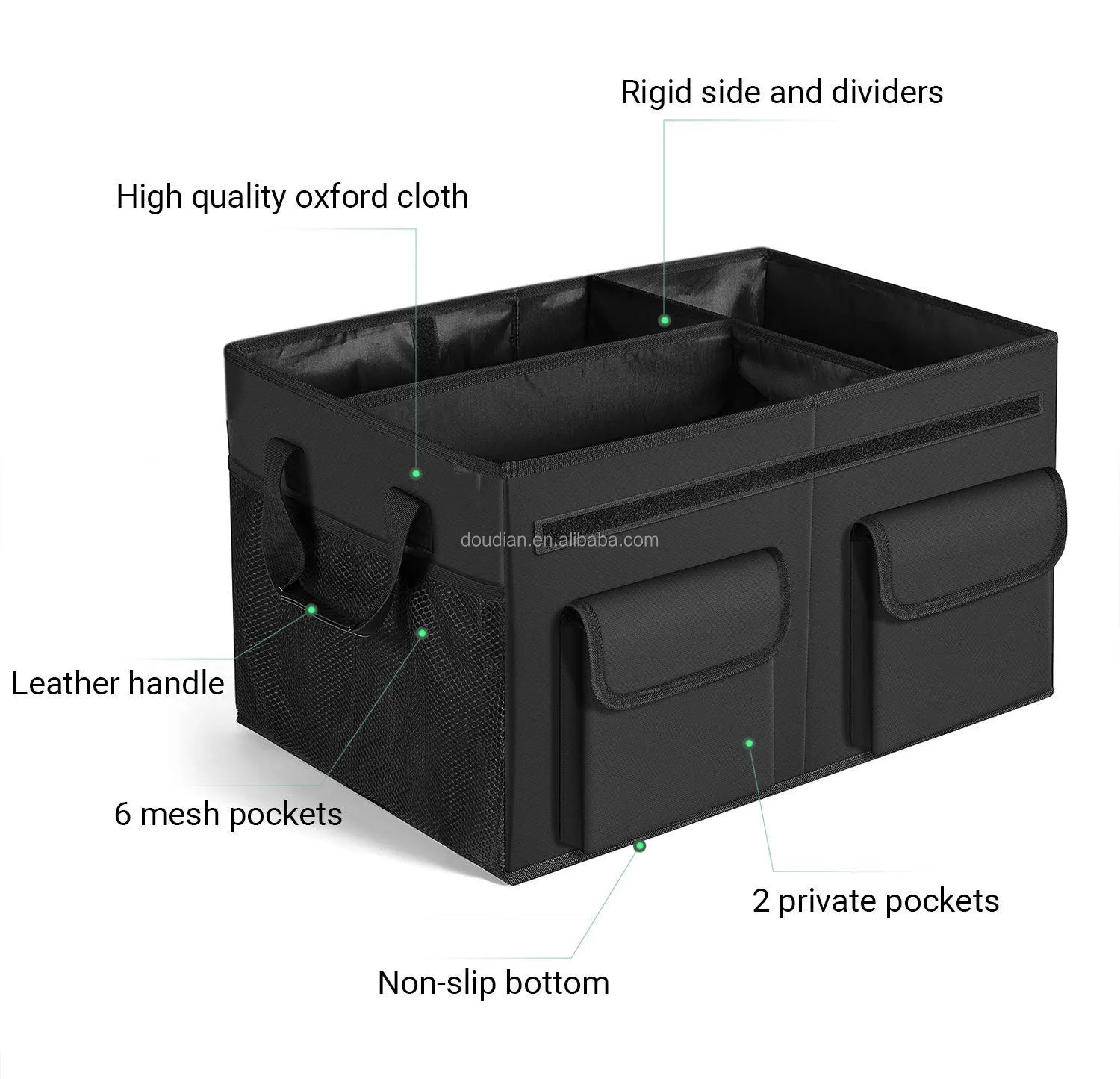 Foldable Cargo Trunk Organizer With Durable Cover Washable Storage With