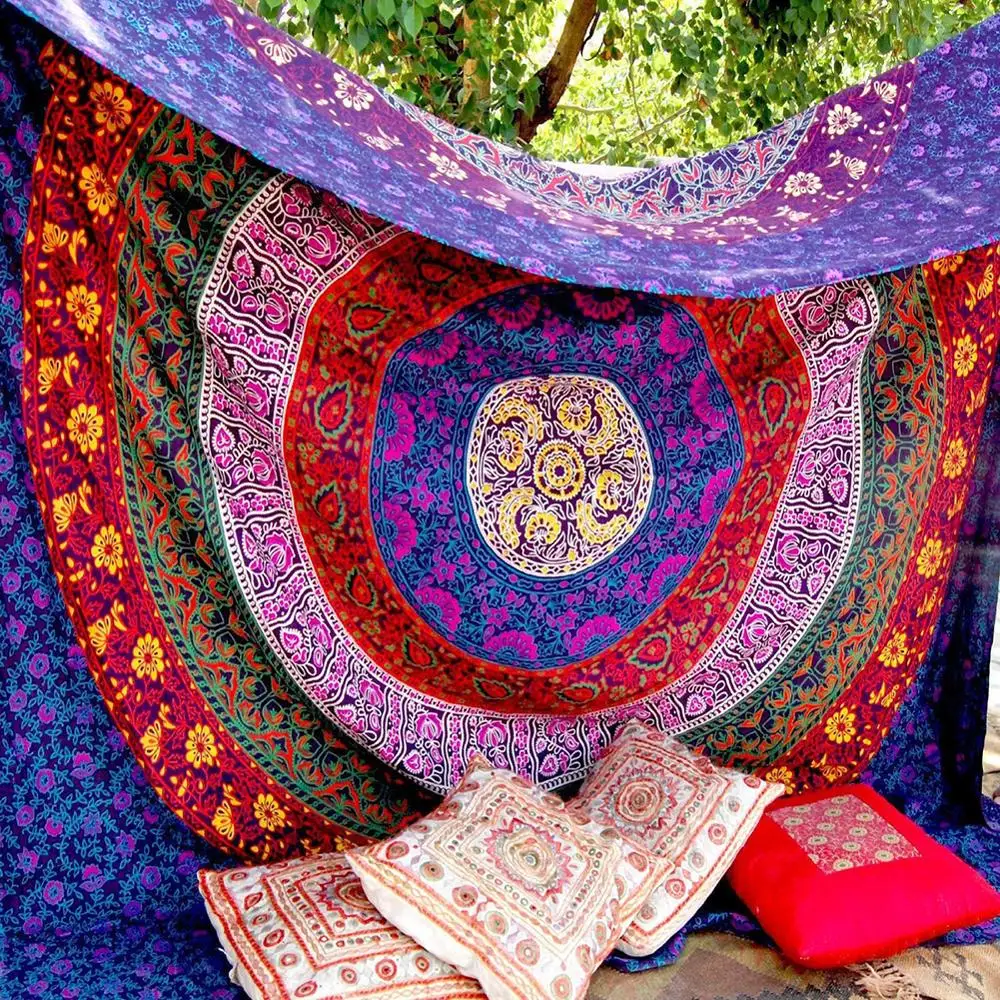 

New Large Mandala Indian Bohemian Tapestry Wall Hanging Beach Towel Polyester Thin Blanket Yoga Shawl Mat 180x146cm