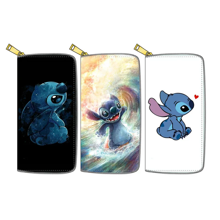 

New Professional PU PVC Wallets Cartoon Printing Original Lilo and Stitch Zipper Wallet Child Coin Purse Factory Customized