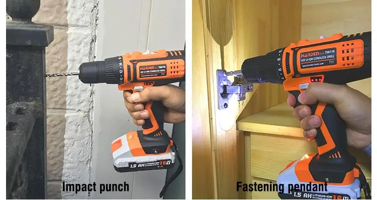 China Factory Price Heavy Duty Hammer Drills 16V Li-Lon 1500mAh Electric Cordless Hammer Drill