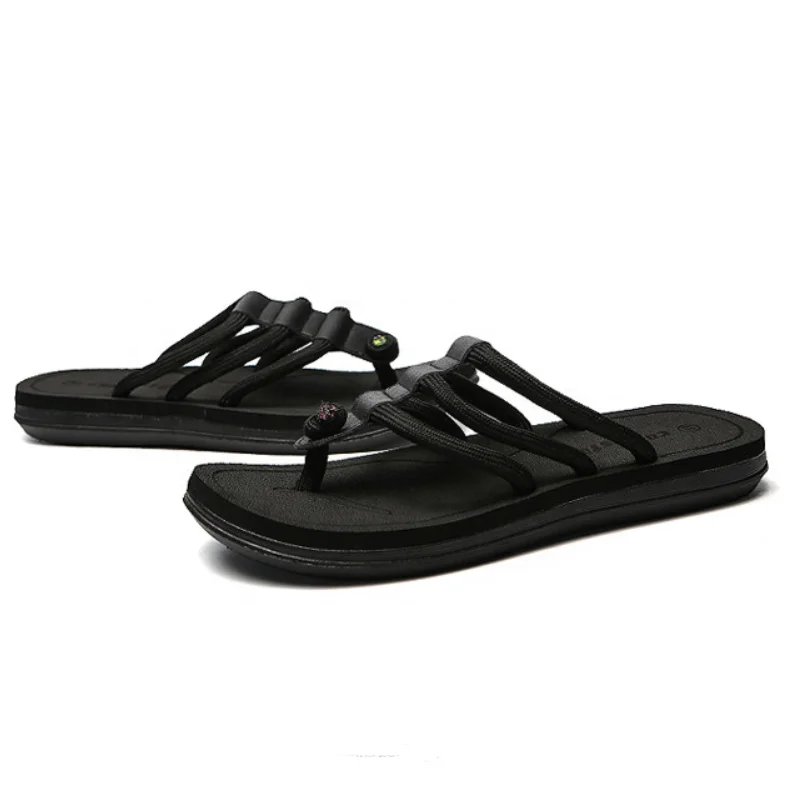 

Vamp webbing flip flops men's rubber soft sole sandals summer new style European and American wholesale, Grey black brown