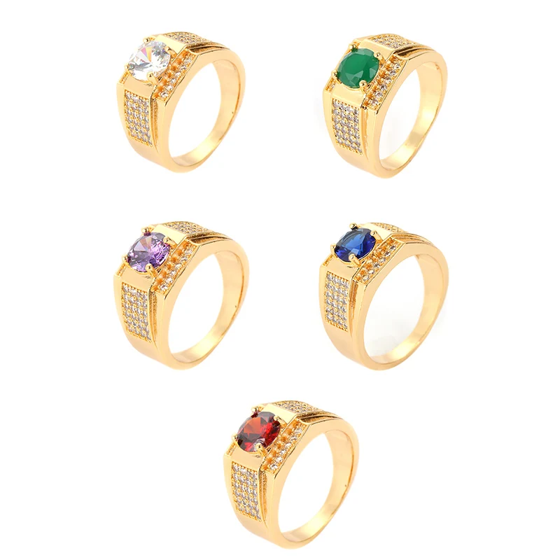 

Big cz engagement ring diamond 14k gold ring men 10 gram