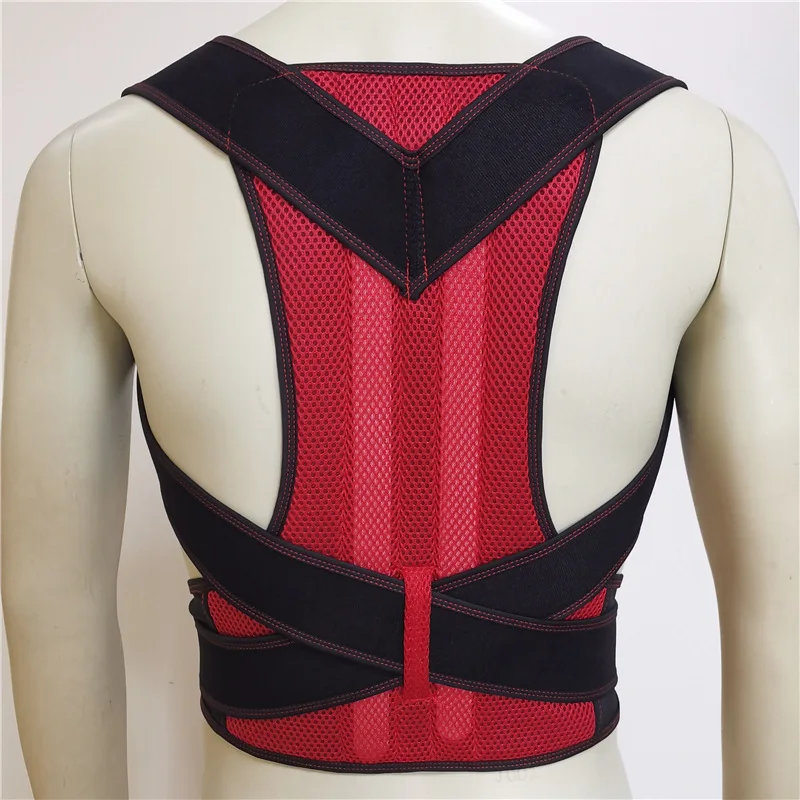 

design private label universal adjustable back shoulder pain relief belt strap improve support body corrector for proper posture, Black