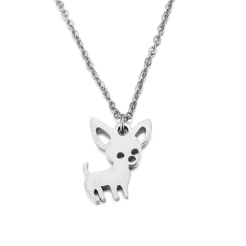 

Hot Selling Stainless Steel Drop Necklace Dog Lover Little Dog Pendant Necklace, Gold ,silver color