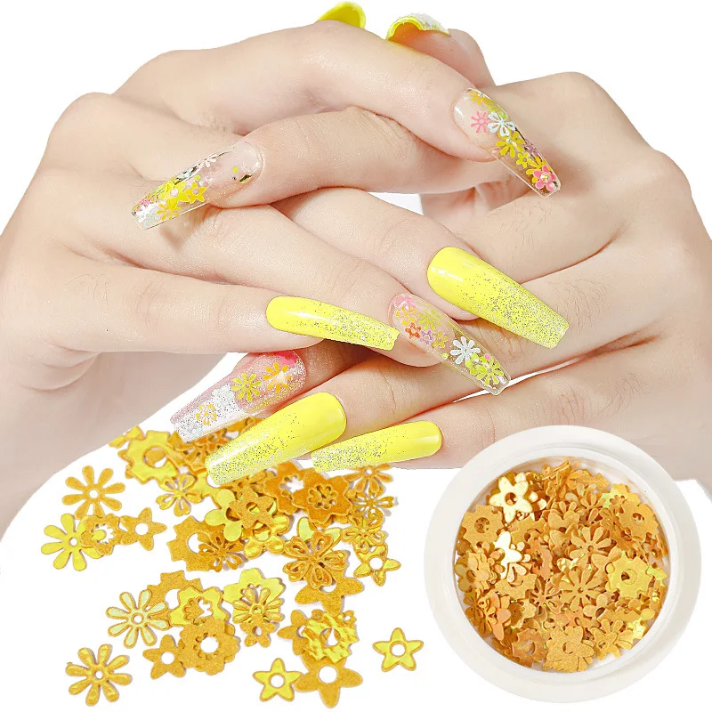 

50pcs Nail Art Flowers Nail DIY Decoration Wood Pulp, As picture
