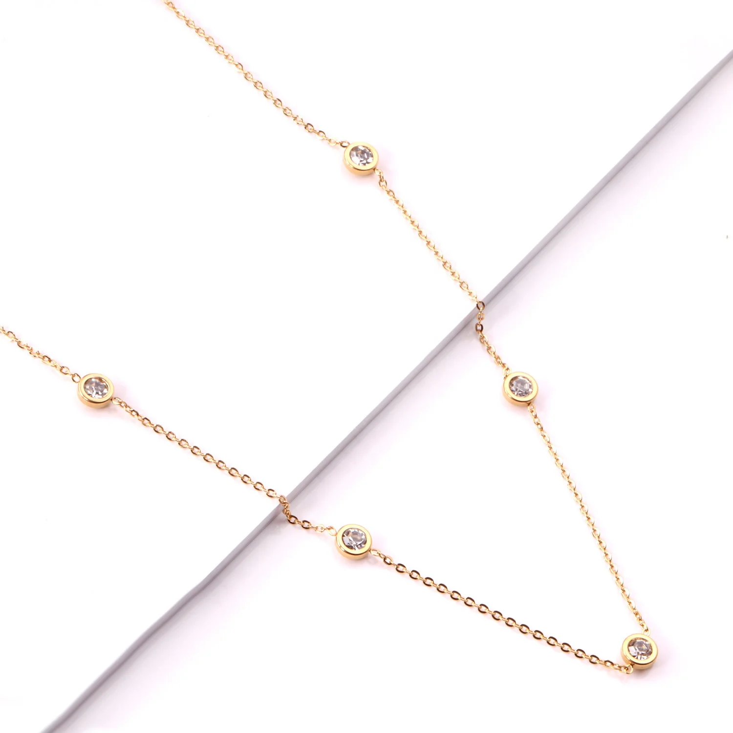 

Ason new white zircon Necklace Dainty Simple Design Gold Plated Necklace Jewelry Women Necklace