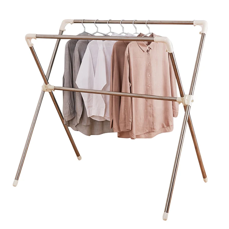 

Wholesale Price Manufacture Portable Garment Folding Hanger Stand Clothes Drying Rack, White