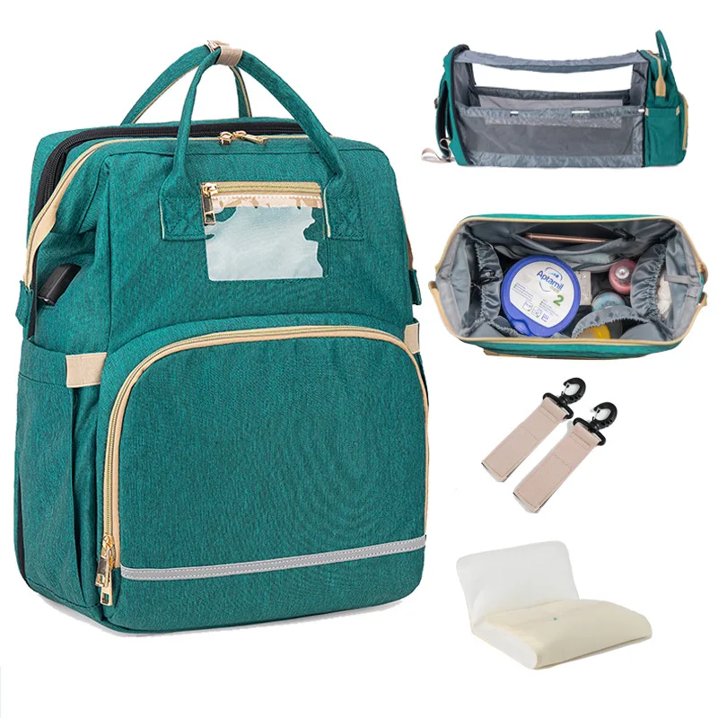 

Diaper Bag Waterproof Portable Packing Bag Backpack Foldable all in one Diaper Travel Bag Diaper Bag with USB Charging, Accept customized