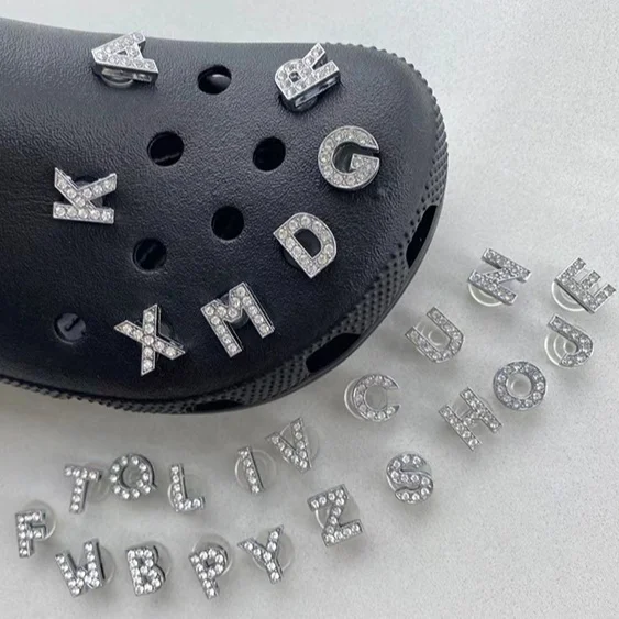 

2021 Designer Accessories Luxury Metal Letter Clog Charms For Croc Shoe Decoration, Picture