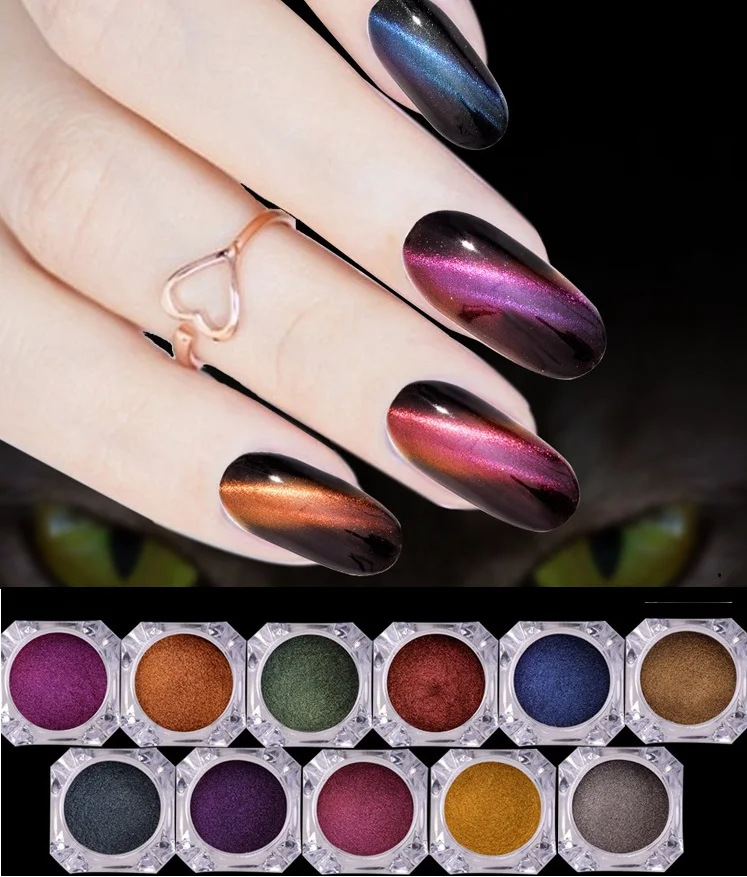 

2021 Hot sale cat eye series powder nail powder Cat Eye Effect Magic Mirror power Magnetic Cat Eye Nail Art Powder, Multi color