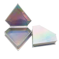 

Holographic diamond empty lash box 3d mink eyelashes private label empty false eyelashes container