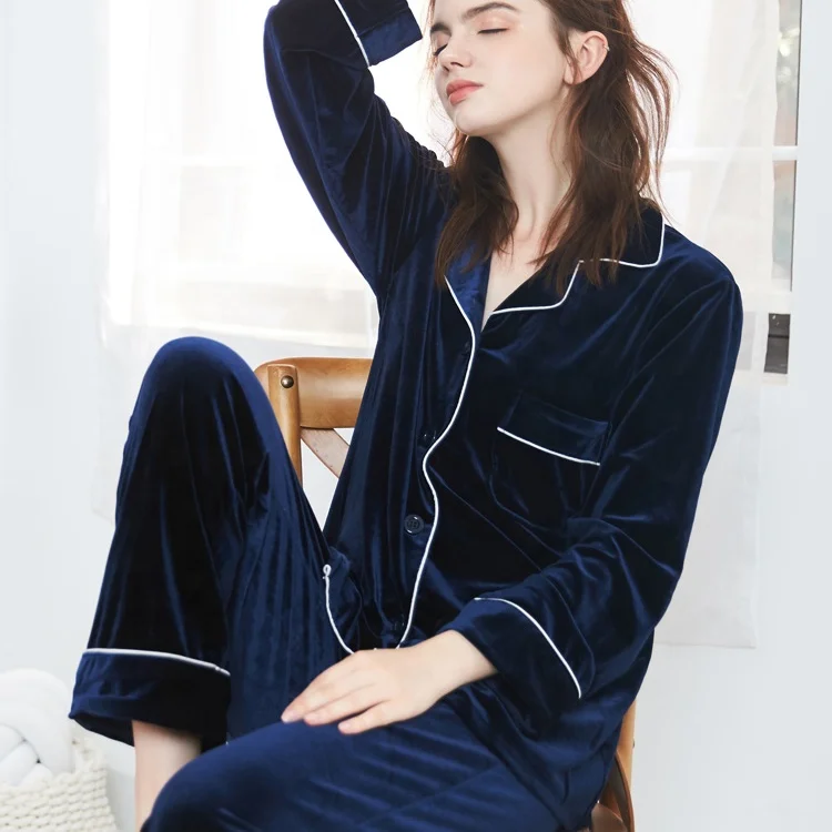 

Hangzhou Women Korea Style Women Long Sleeve Leaf Nightwear Two Piece Set Pajamas