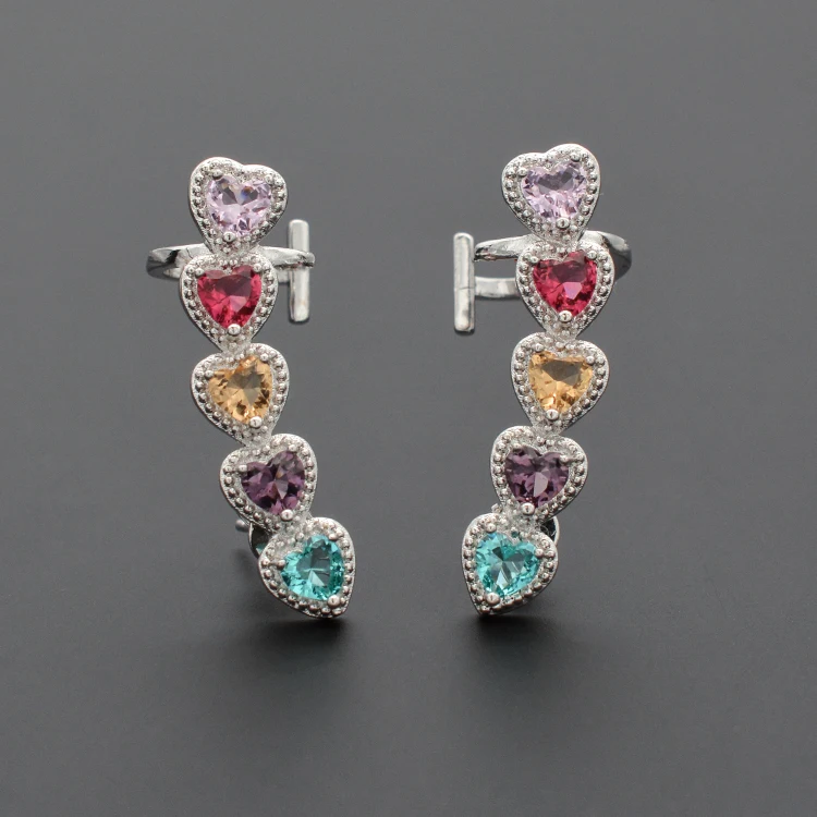 Wholesale Graceful Multicolored Crystal Rhinestone Hoop 925 sterling silver jewelry earrings for women