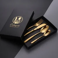 

18/10 Stainless Steel Plated Wedding Flatware Modern Metal Silver Golden Plating Rose Gold Copper Cutlery Set with gift box