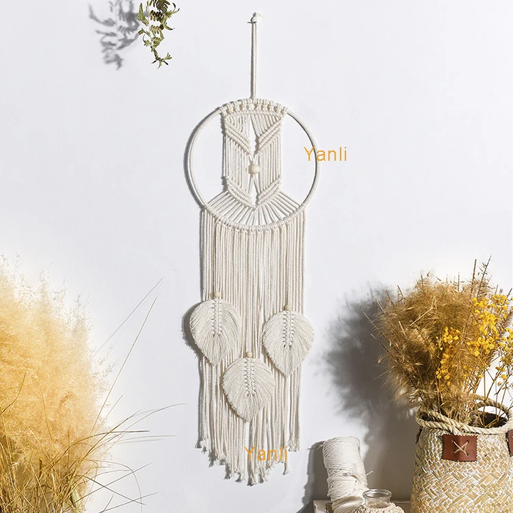 

Handmade macrame wall hanging Bohemian Macrame Dream Catcher handwoven home decor, White