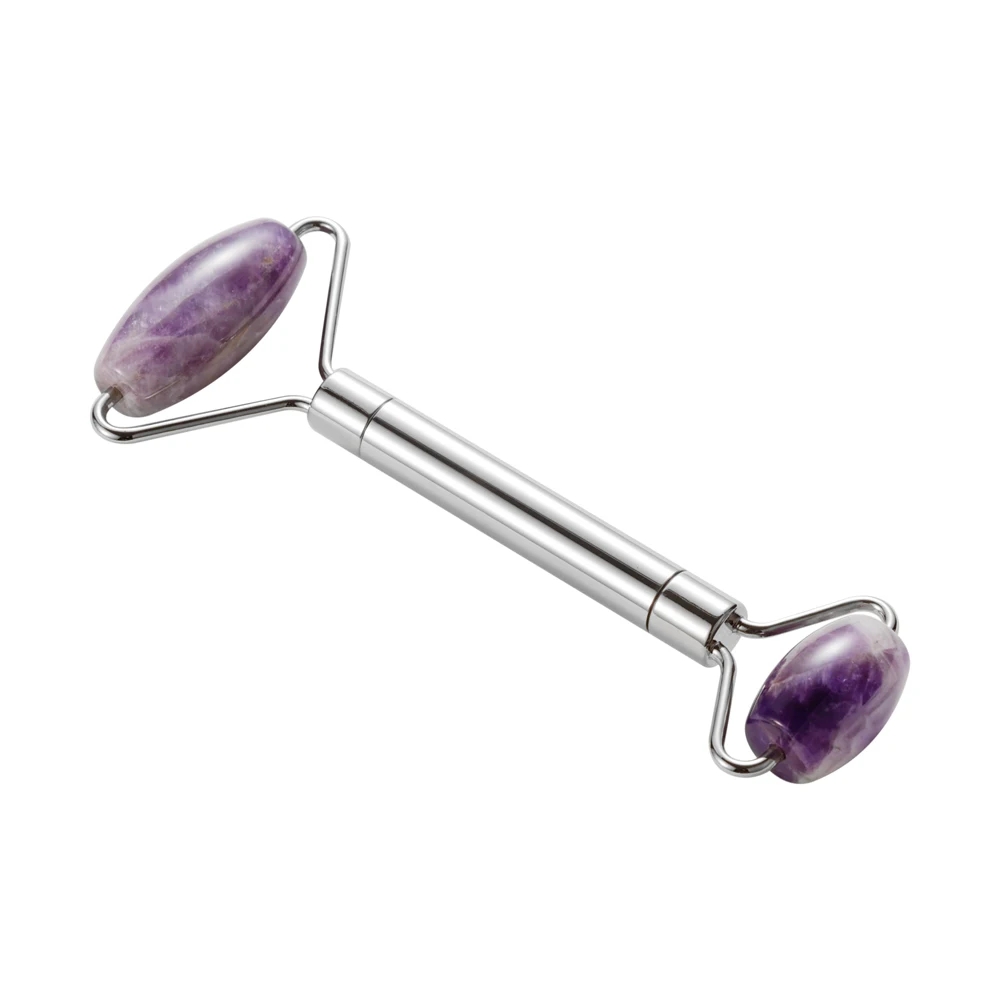 

Ice face Massage Roller stainless steel Jade face Massager Anti aging metal handle face roller, Silver