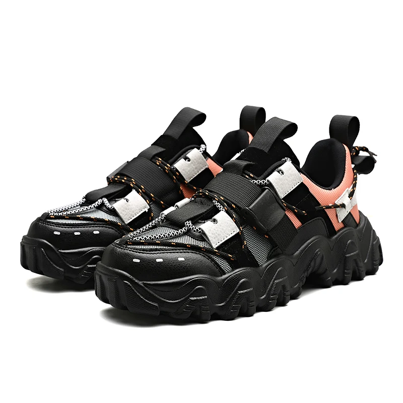 

Trendy men's street retro balance shoes thick bottom increased casual shoes, Black