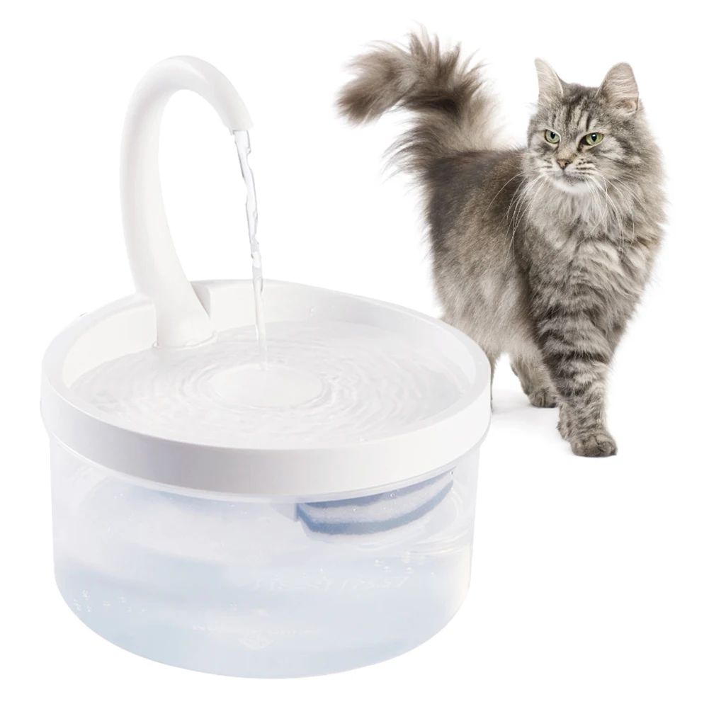 

Pet Water Fountain Cat Automatic Drinking Fountain Water Dispenser for Cats Dogs, Transparent + white
