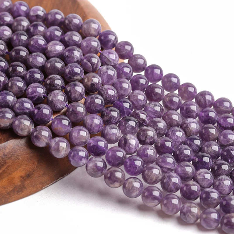 

AAAA Quality Natural Stone Purple Amethysts Crystals Round Loose Beads 15" Strand 3 4 6 8 10 12MM Pick Size, Purpl