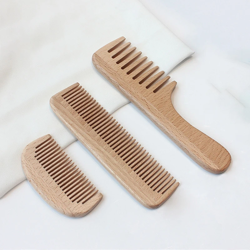 

Wood baby comb Biodegradable Natural bamboo wide tooth hair comb
