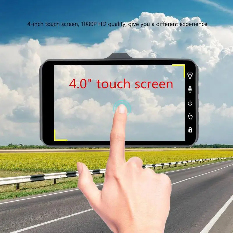 Wide Angle Full Hd 4 Inch Ips Touch Screen Front And Rear 1080p Dual