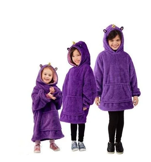 

2020 New Pet Hoodie sweatshirt kids Blanket Sweatshirt Plush Animals Blanket Hoodie For kids oversized