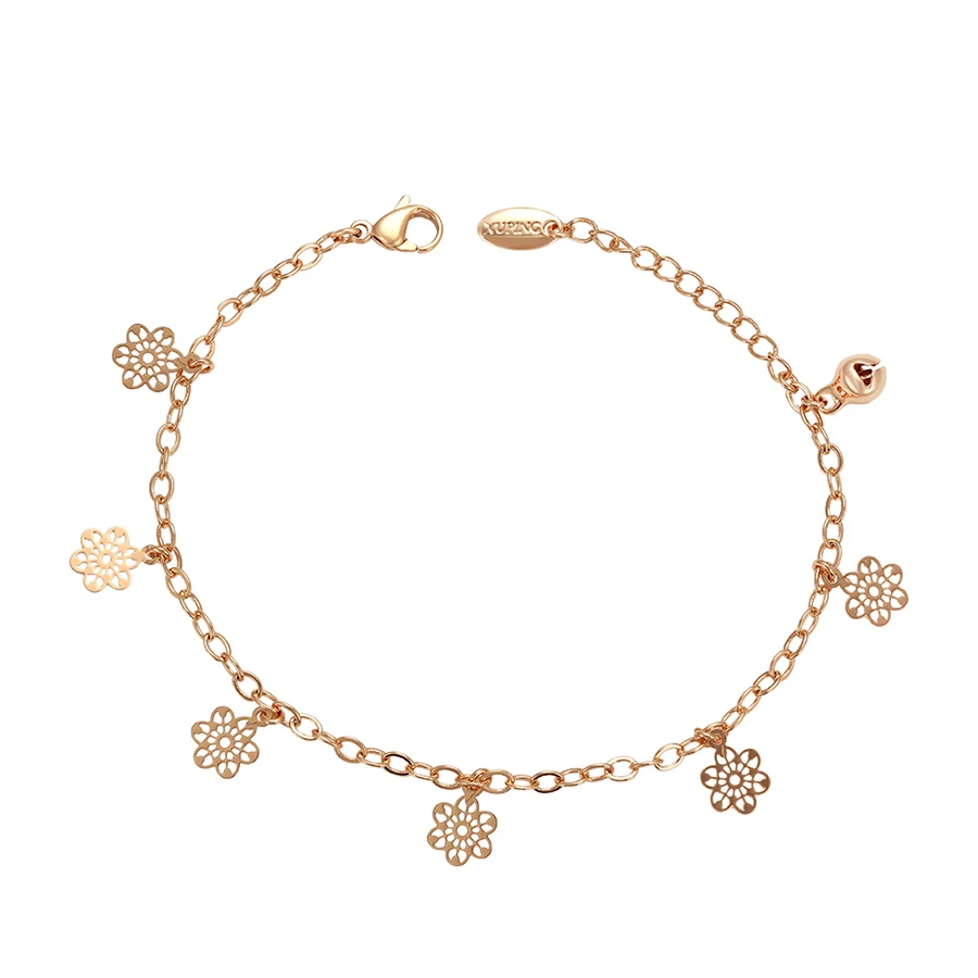 

76645 xuping fashion no stone cuban link chain bracelet Multiple flower beautiful pendant bracelet