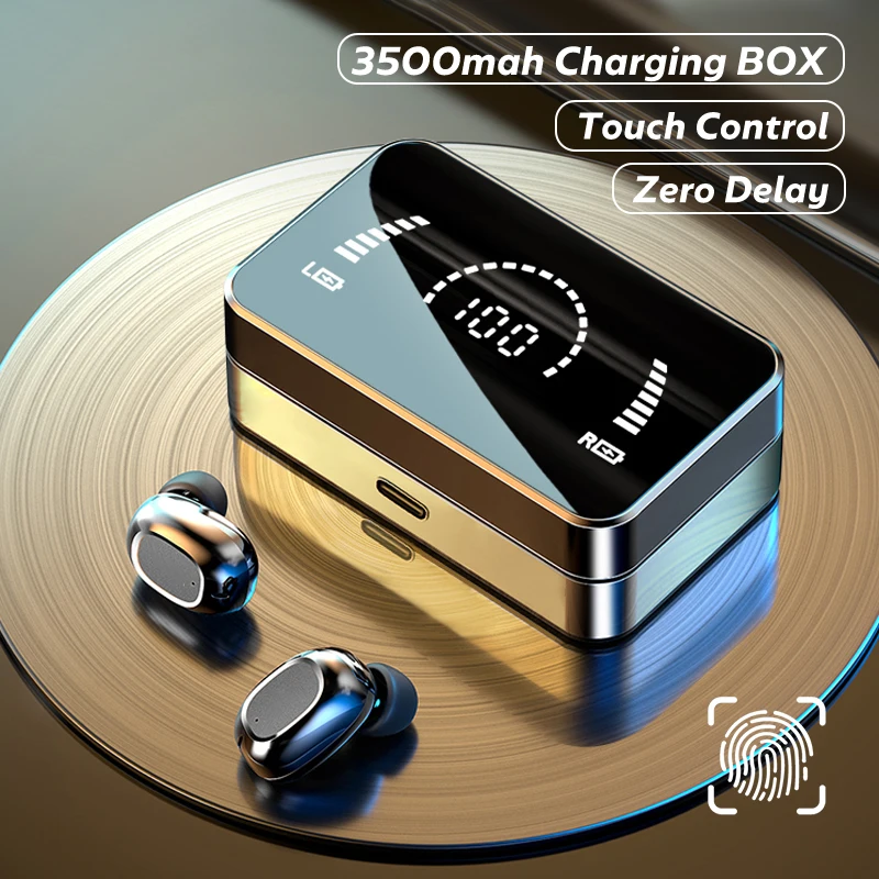 

Mirror LED Battery Display Earphone TWS Wireless Earphones Headphones Headsets Wireless Earbuds With 3500mAh Charging box